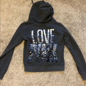 Victoria’s Secret Pink Sequined zip up hoodie XS